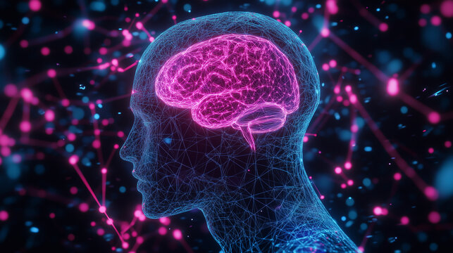 Digital illustration of mind and data