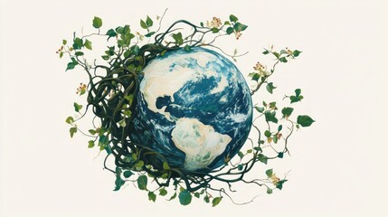 Earth entwined with nature's embrace
