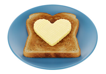 Heart Shaped Butter on Toast: Romantic Breakfast Food Photography transparent background