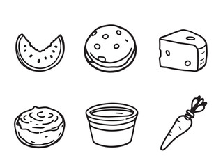 Toddler Snacks vector line art illustration