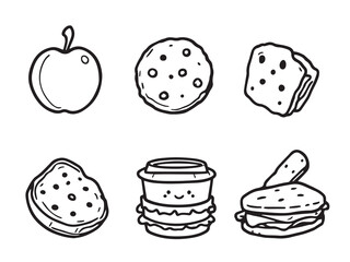 Toddler Snacks vector line art illustration