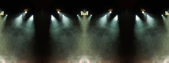 Scene, stage light with colored spotlights. Theater lights spotlights over the stage, texture...