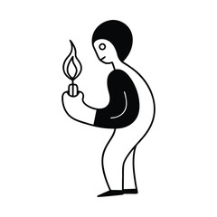 a figure with a candle inside its chest struggling to shine