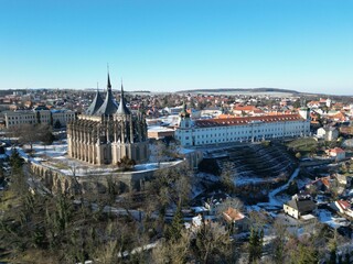 Aerial view of St. Barbara's Church in Kutna Hora.