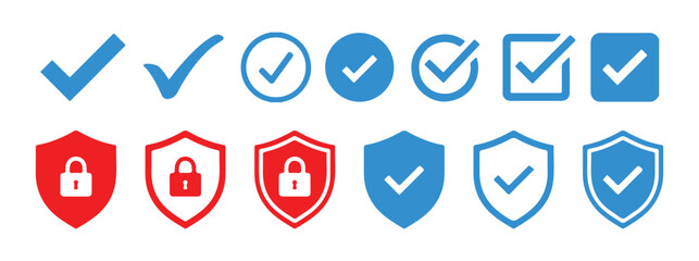 Check marks big collection. Tick, cross icon button set. Yes or no symbol, approved or rejected icon. Vector Illustration