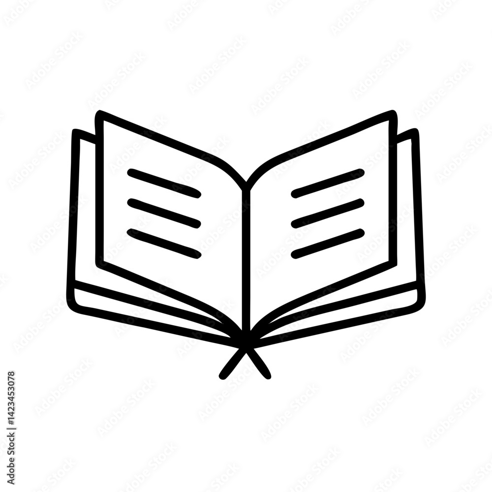 Poster open book with pages illustrating knowledge and learning