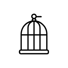 Empty Birdcage Outline Design on White Background  
