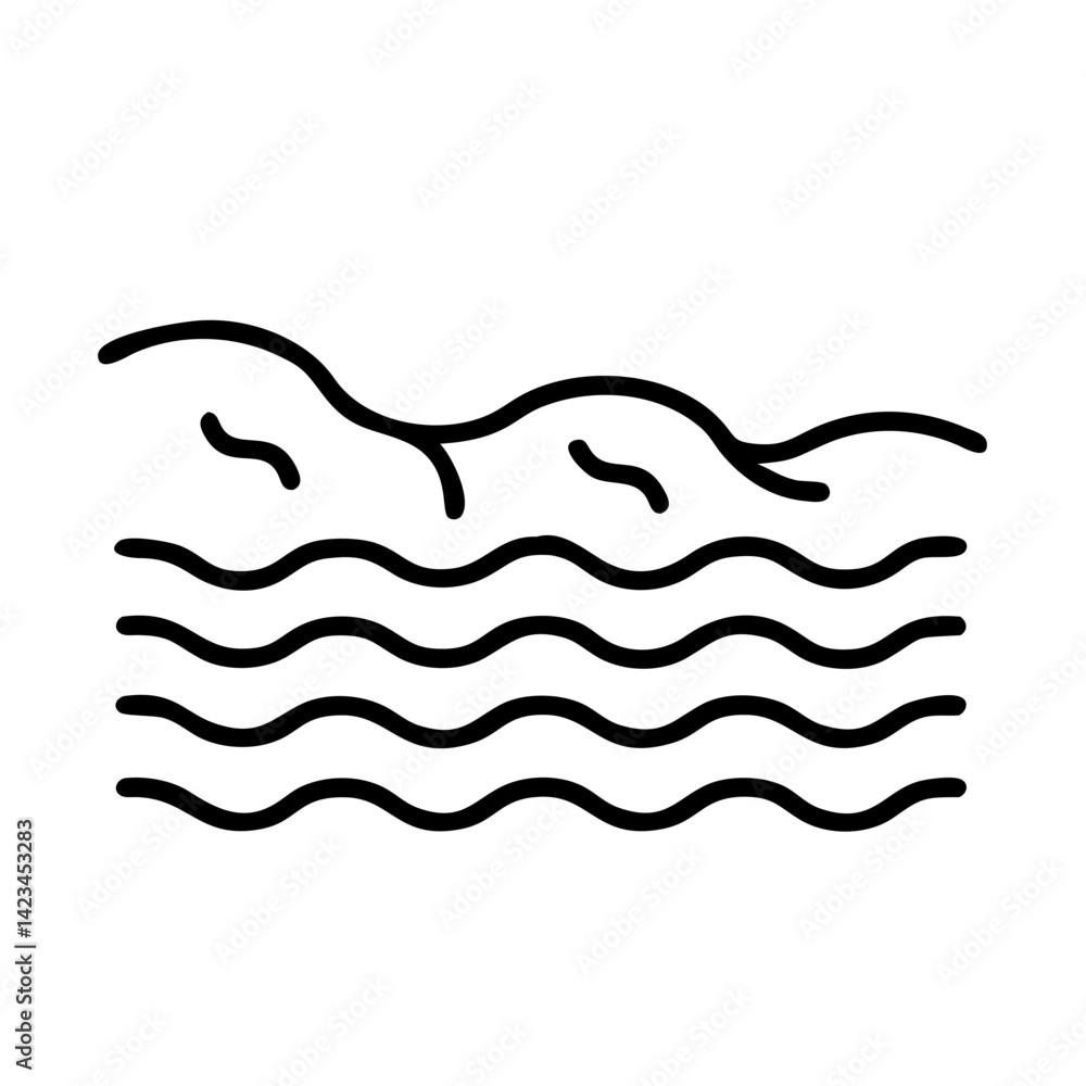 Poster abstract waves and shoreline in clean lines and shapes