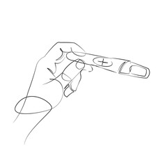 One continuous single drawing line art flat doodle pregnancy, female, pregnant, test, gynecology, symptom. Isolated image hand draw contour on a white background, hand drawn, not AI