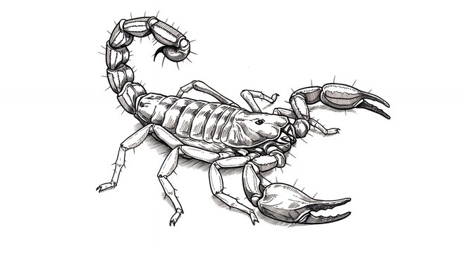 detailed black and white scorpion drawing clip art preview