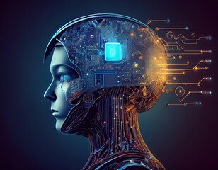 Symbol photo for artificial intelligence, IT system, computer science and IT technology