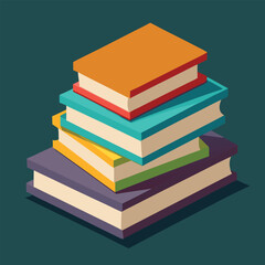 Stack of Colorful Books in Isometric View Illustration