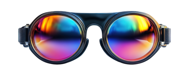 Colorful Rainbow Lens Goggles Front View, Isolated on Transparent Background, Generative AI