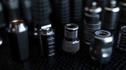 Close-up of futuristic metal components