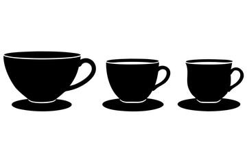 set of Tea cup silhouette vector illustration