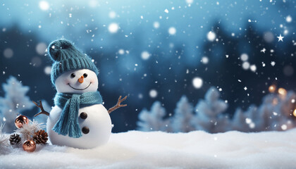 Cute Snowman with Snowy Landscape – Holiday Fun

