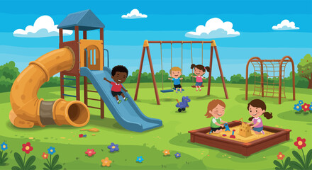 Children Playing at Playground