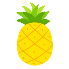 Cute Cartoon Pineapple – Flat Vector Tropical Fruit Illustration