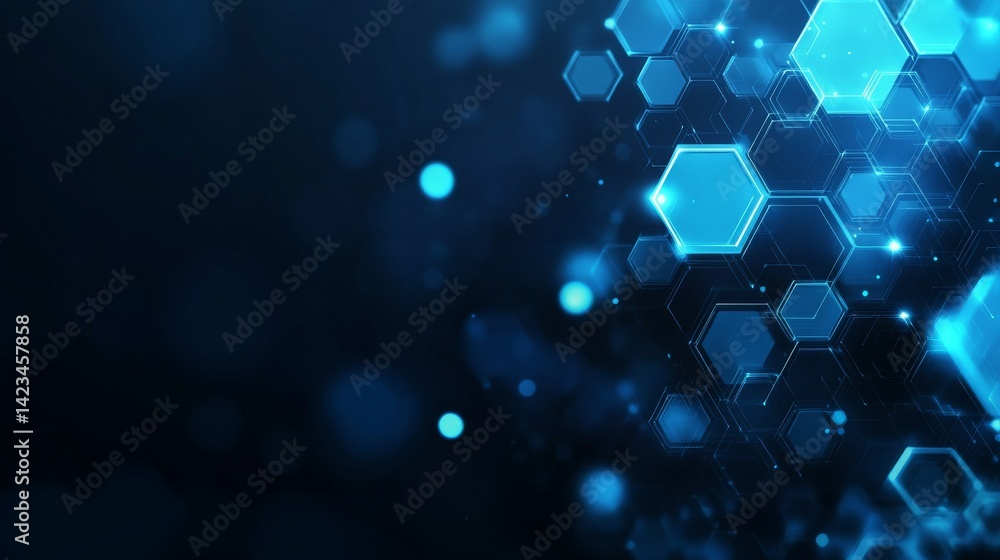 Poster abstract blue technology background with hexagonal and line shapes. medical healthcare. medical tech