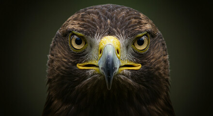 Close-up Eagle Head Looking Forward with Sharp Eyes