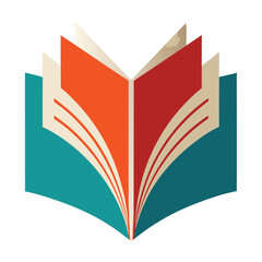 Abstract Open Book Illustration with Teal and Red Pages