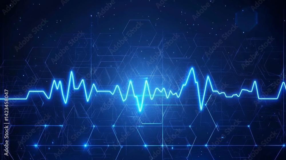 Poster abstract blue technology background with hexagonal and line shapes. medical healthcare. medical tech