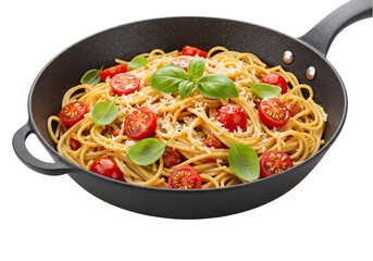 Delicious Spaghetti with Cherry Tomatoes and Basil transparent background
