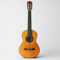 Fototapeta premium Acoustic classical guitar on white background with six strings