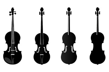 set of violin icon silhouette vector illustration © tanvir