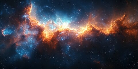 Fototapeta premium Vivid cosmic clouds and stellar formations illuminate the night sky in a breathtaking view of the universe's intricate beauty