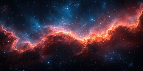 Fototapeta premium Colorful cosmic nebula illuminating the dark expanse of space with vibrant gases and stars