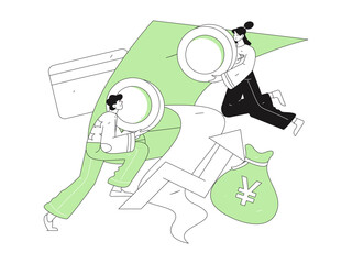 Internet financial management investment flat vector concept operation hand drawn illustration
