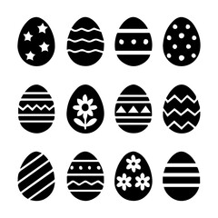 Easter Egg Vector. Vector set of easter eggs, silhouette. Easter day.