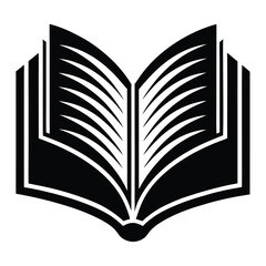 Open Book Icon Black and White Graphic Design Element