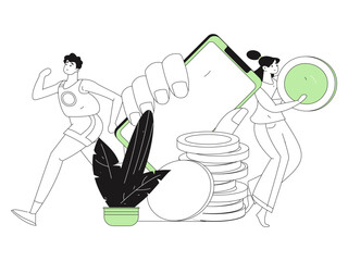 Internet financial management investment flat vector concept operation hand drawn illustration
