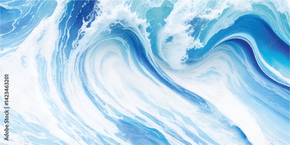 Aufkleber blue and white abstract wave pattern with oceanic fluid motion. ideal for presentation slides, packa