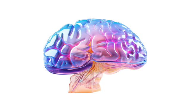 human brain on blue background