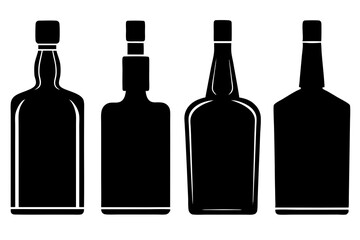 set of Whiskey Bottle silhouette vector illustration