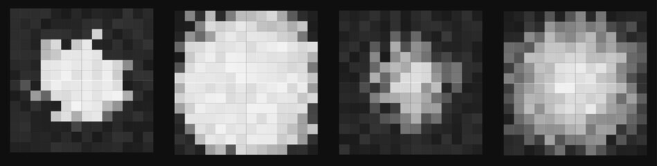 Monochrome Pixelate Censor Blur Effects Set for Pixel-Based Censorship and Visual Masking Uses. Vector Illustration.