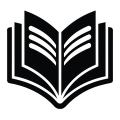 Open Book Icon Black and White Simple Design