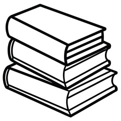 Stack of Three Books Simple Line Art Illustration