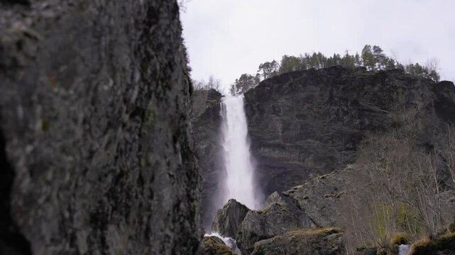 The Rjoandefossen waterfall in the Myrdal valley in Norway