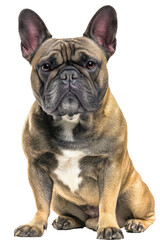 Obraz premium dignified French Bulldog, sitting patiently, wrinkled face, short coat, clean 