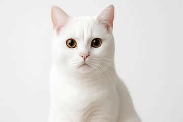 Cute White Kitty Against Minimalist Background &ndash; Ideal for Cat Lovers