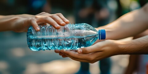 Volunteers giving water bottle to people affected by earthquake in myanmar