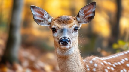Fawn portrait, autumn forest, wildlife, nature (1)