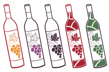 set of Wine Bottle silhouette vector illustration