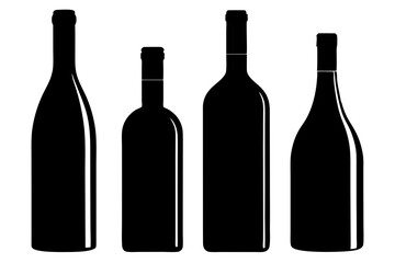 set of Wine Bottle silhouette vector illustration