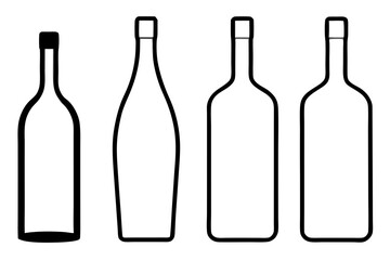 set of Wine Bottle silhouette vector illustration