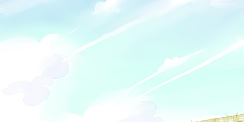 Serene Pastel Sky with Clouds and Gentle Horizon